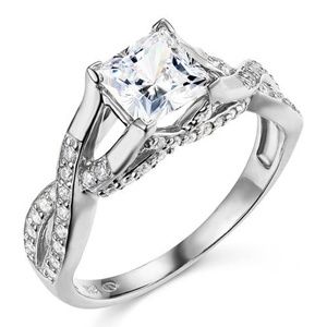 14K Woven Trellis 1-CT Princess-Cut CZ  Ring